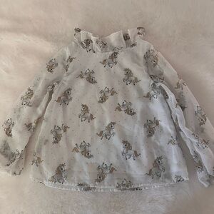 H&M Kids Unicorn Blouse - White and Brown